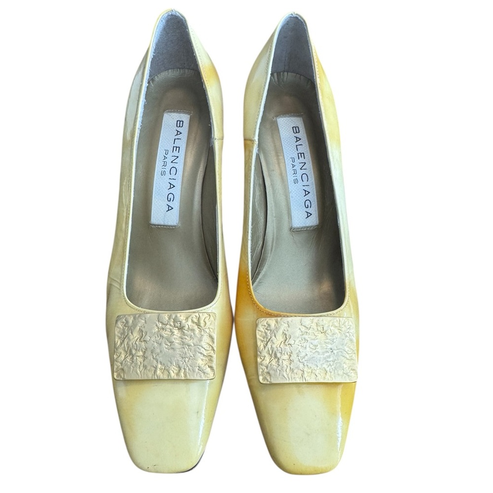 Balenciaga Yellow Textured Heels